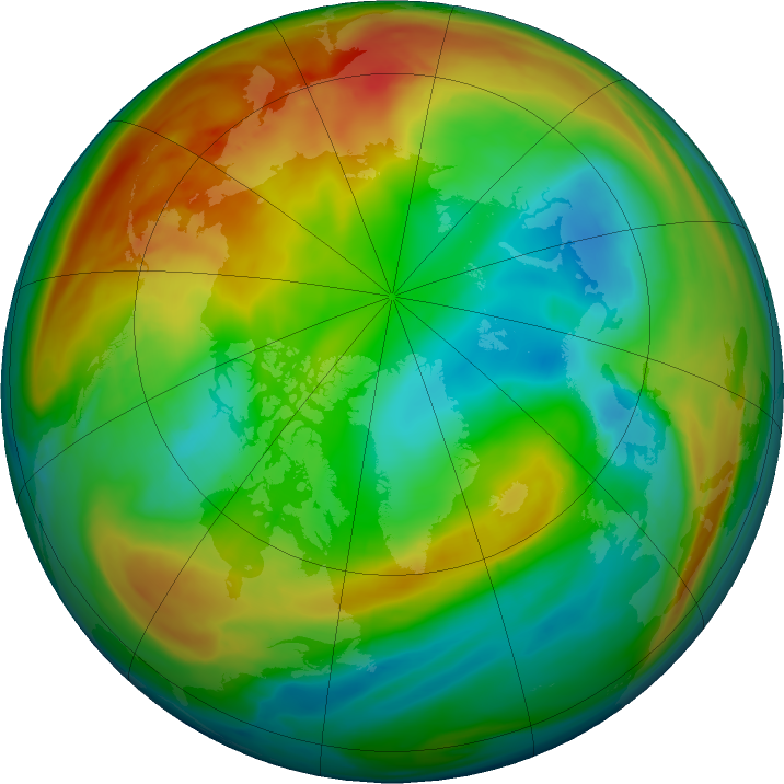 Arctic ozone map for 15 January 2018
